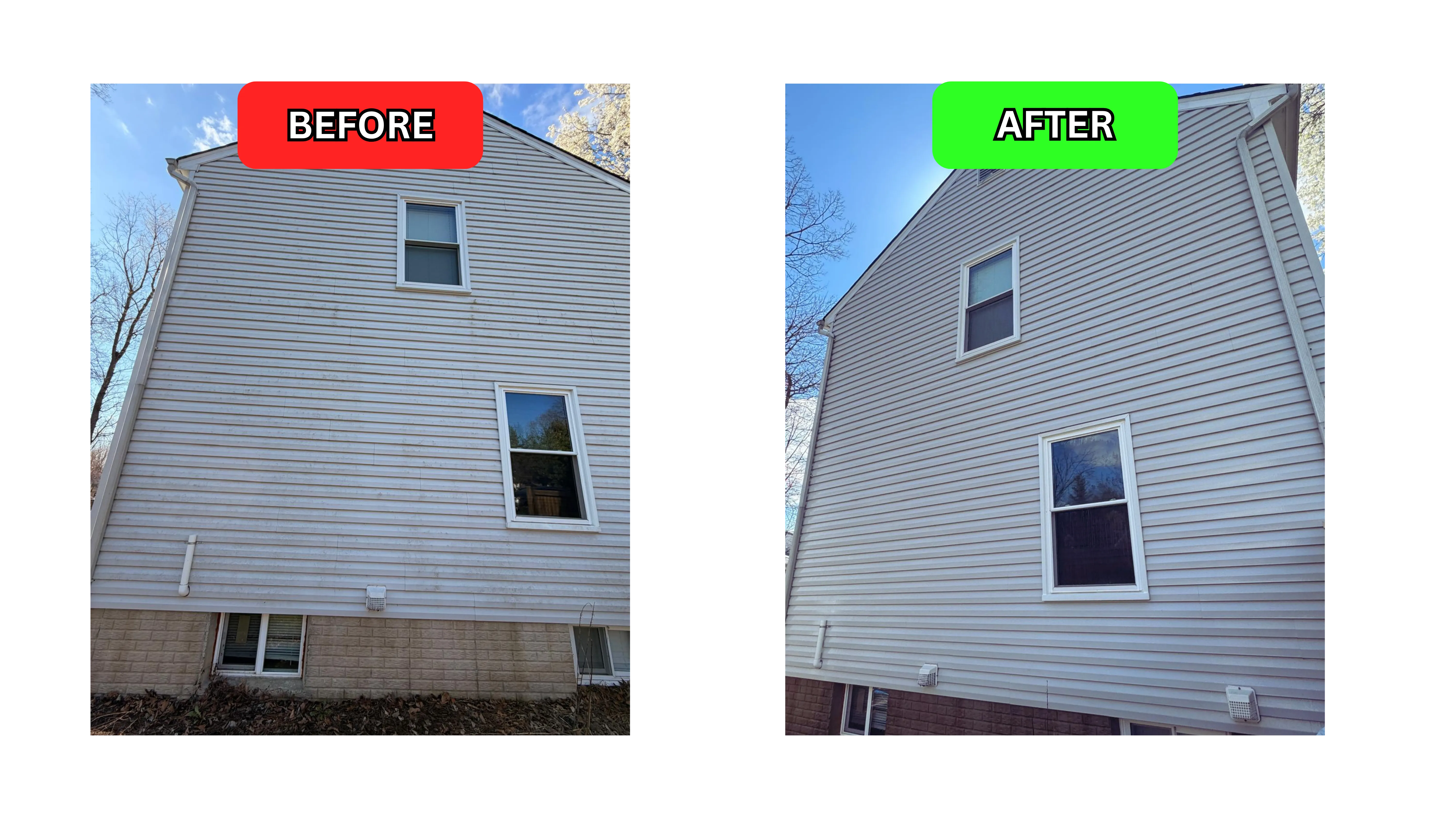 Before and after siding wash