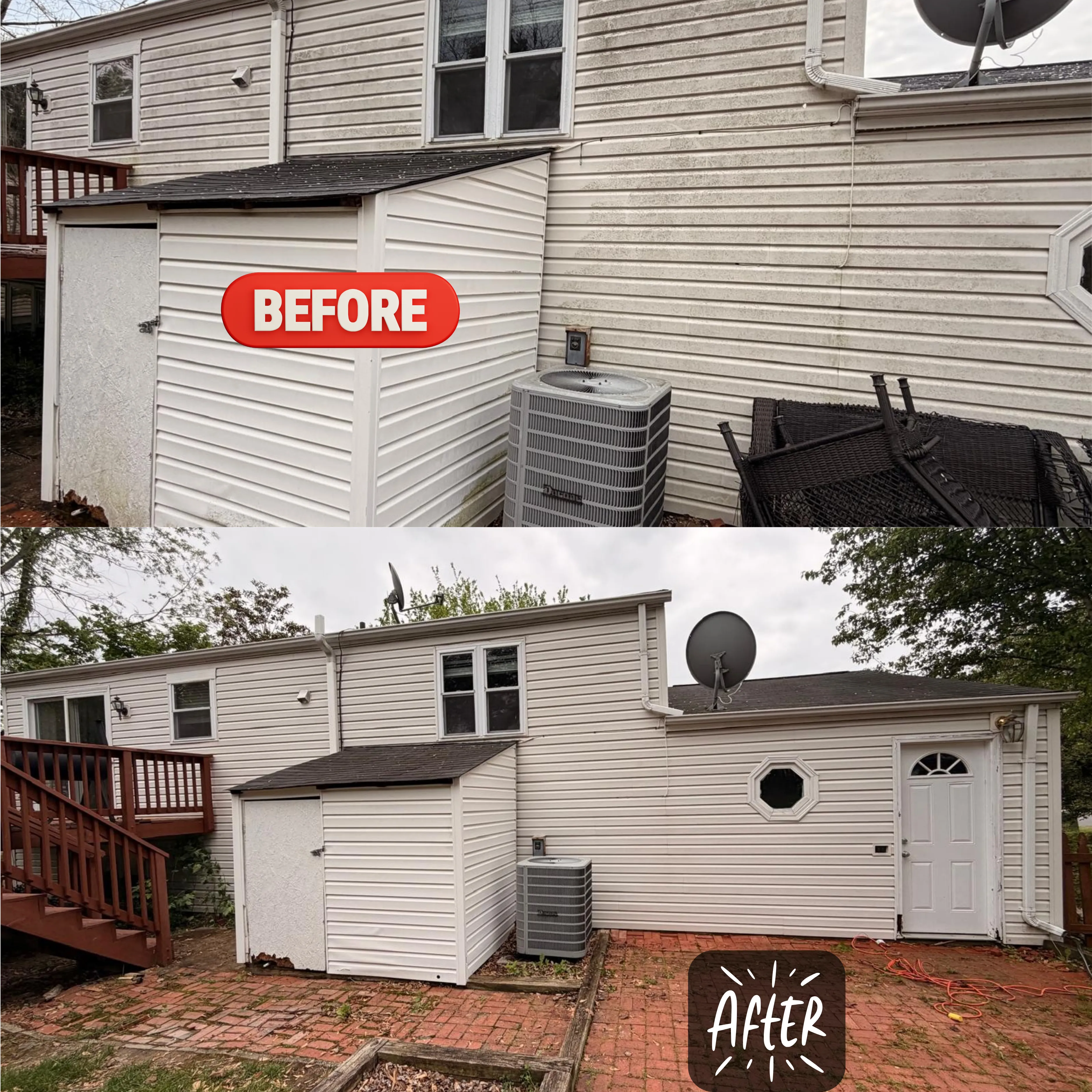 Back of house — restored exterior - before and after photo